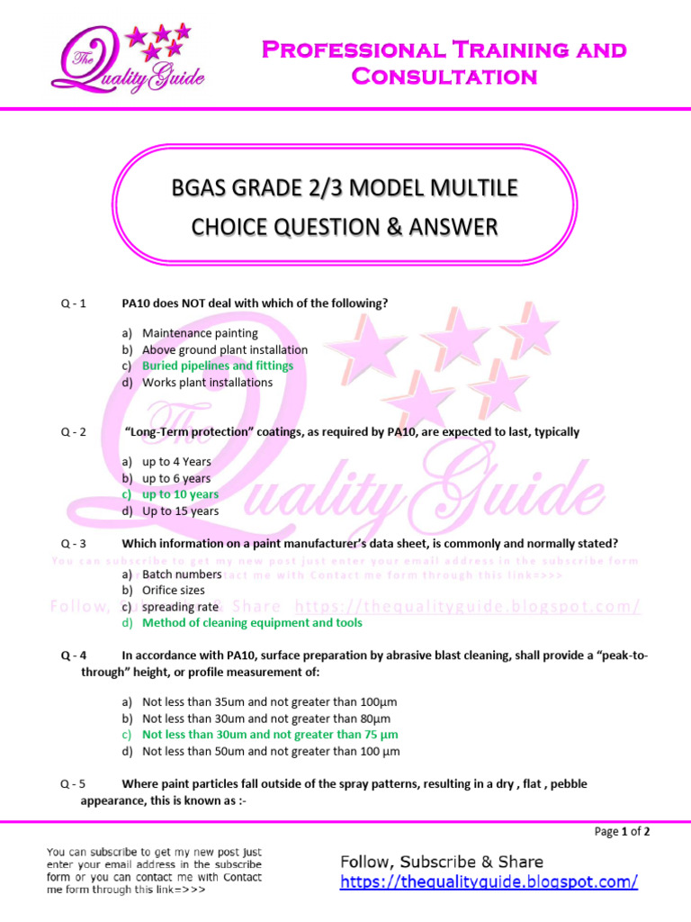 BGAS CSWIP PA10 Exam Questions Guide | PDF | Paint | Materials