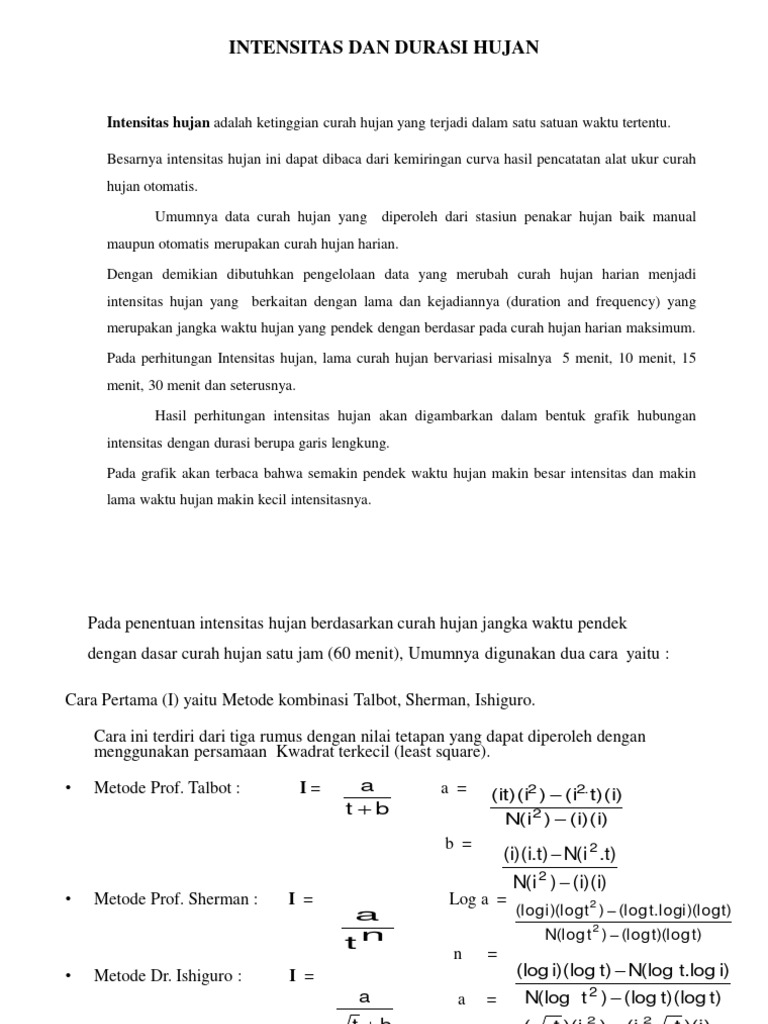 Intensitas dan Durasi Hujan di Indonesia | PDF | Metode & Bahan Ajar