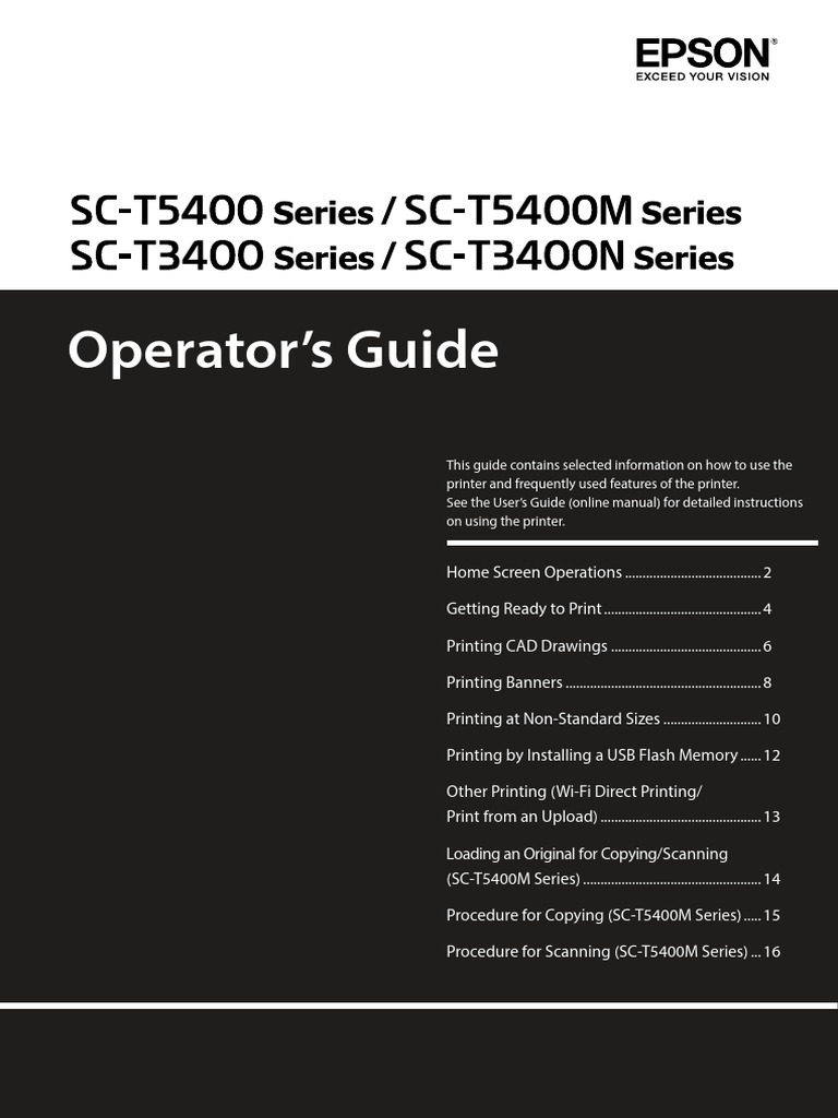 Printer Operator's Guide for SC-T5400M | PDF