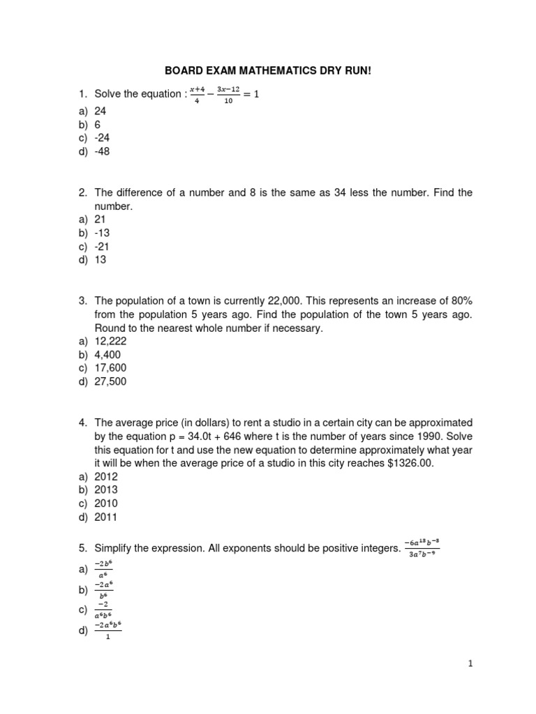 FSI Exam Preparation: Math Problems | PDF