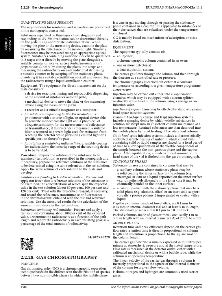 Gas Chromatography - EU - PH | PDF