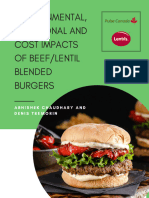 Environmental Nutritional and Cost Impacts of Beef Lentil Blended Burgers