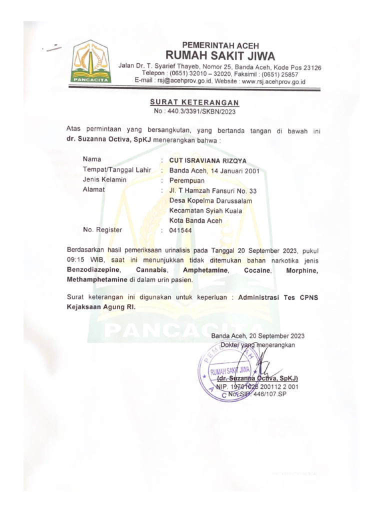 Surat Keterangan Dari Rumah Sakit | PDF