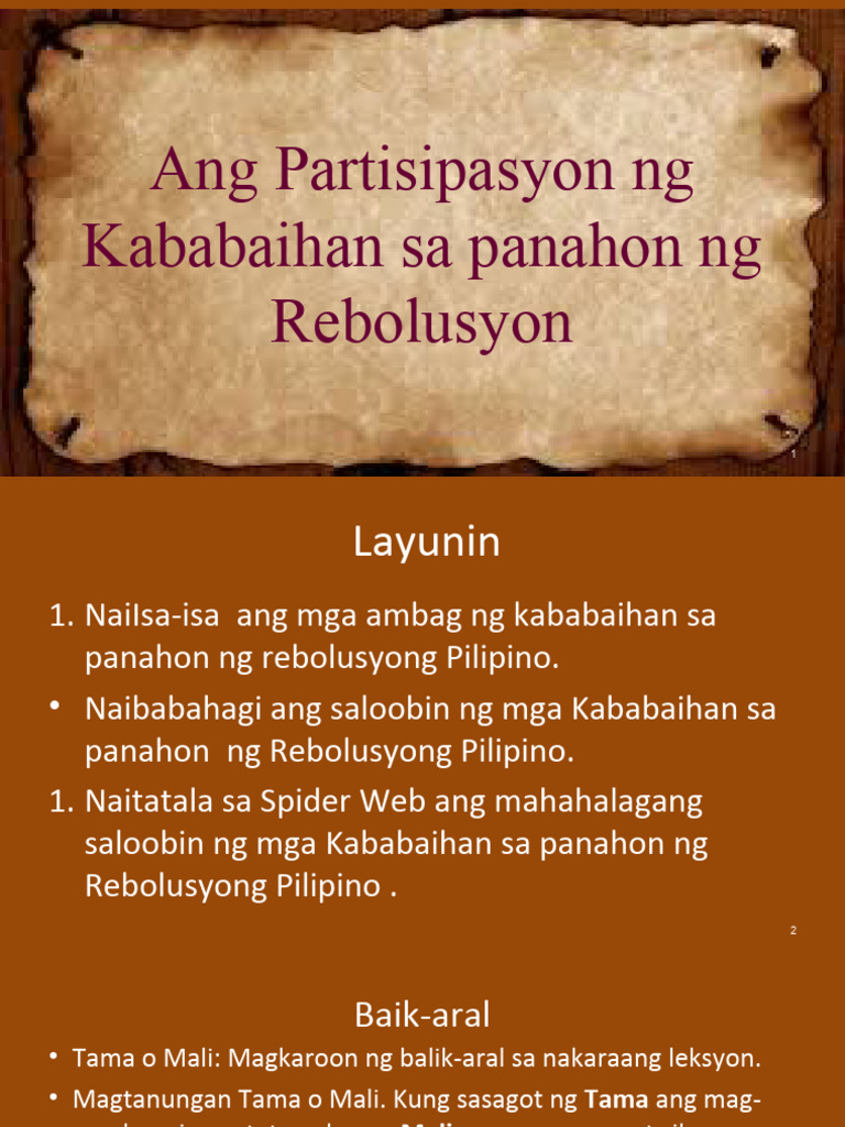 Partisipasyon Ng Kababaihan Sa Rebolusyon Pdf