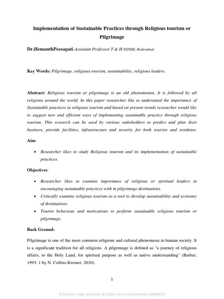Sustainable Practices in Religious Tourism | PDF | Tourism | Sustainability