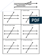 Parallel Lines, Transversals, and Angles Reference Sheet: 1 - Interior Angles 2 - Exterior Angles