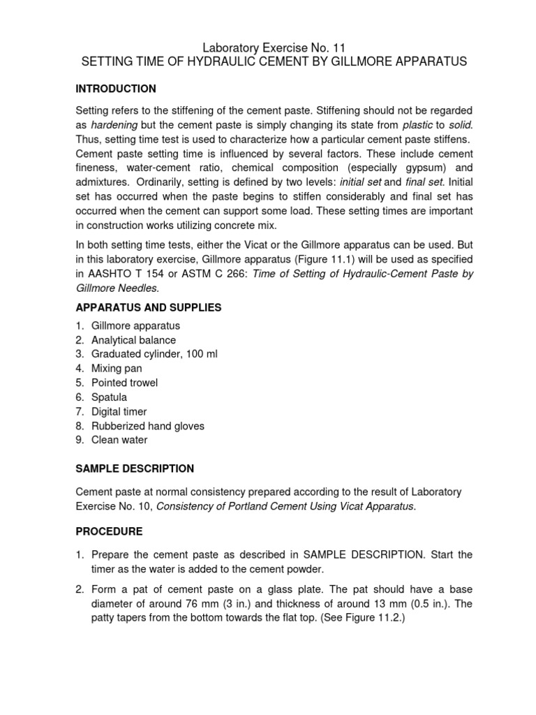 What Is The Initial Setting Time Of Hydraulic Cement