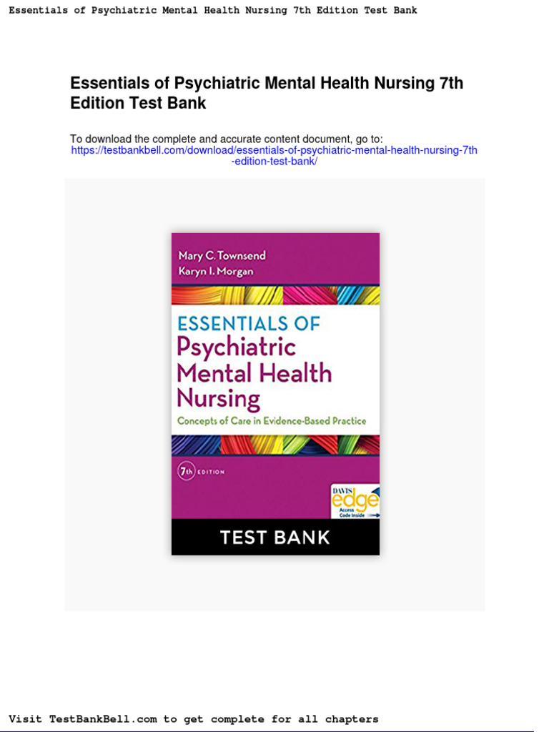 Essentials of Psychiatric Mental Health Nursing 7th Edition Test Bank PDF