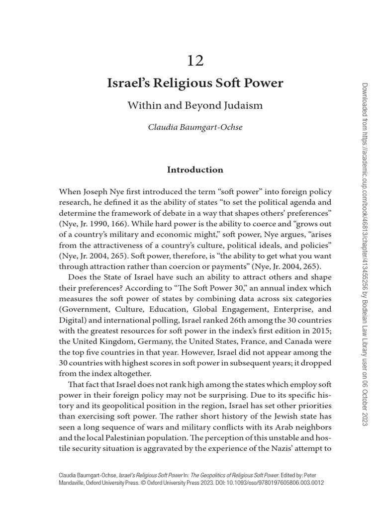 12 Israel's Religious Soft Power Within and Beyond Judaism | PDF