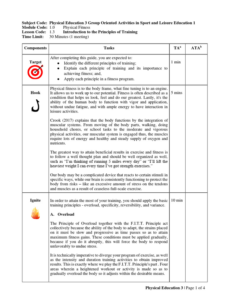 Principles Of Training Definition