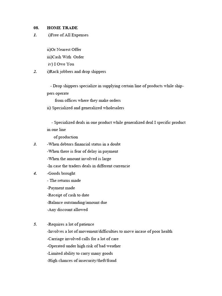Home Trade Ans PDF