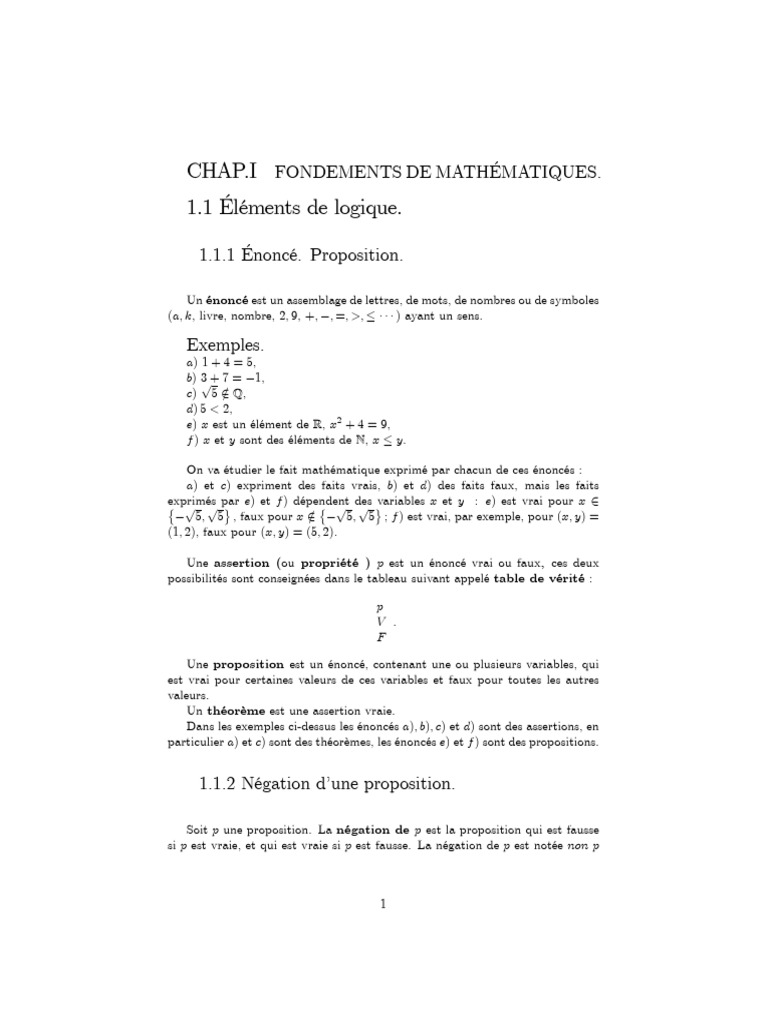 Fondements de Mathématiques et Logique | PDF | Logique mathématique ...