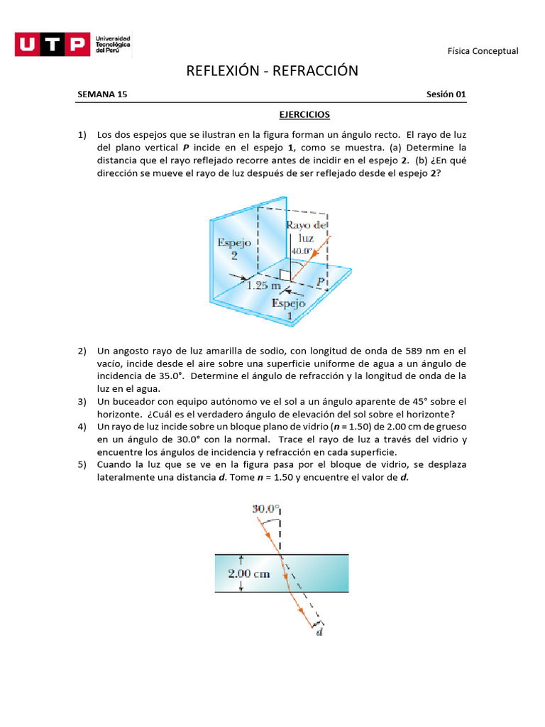 Ejercicios de Reflexión y Refracción | PDF