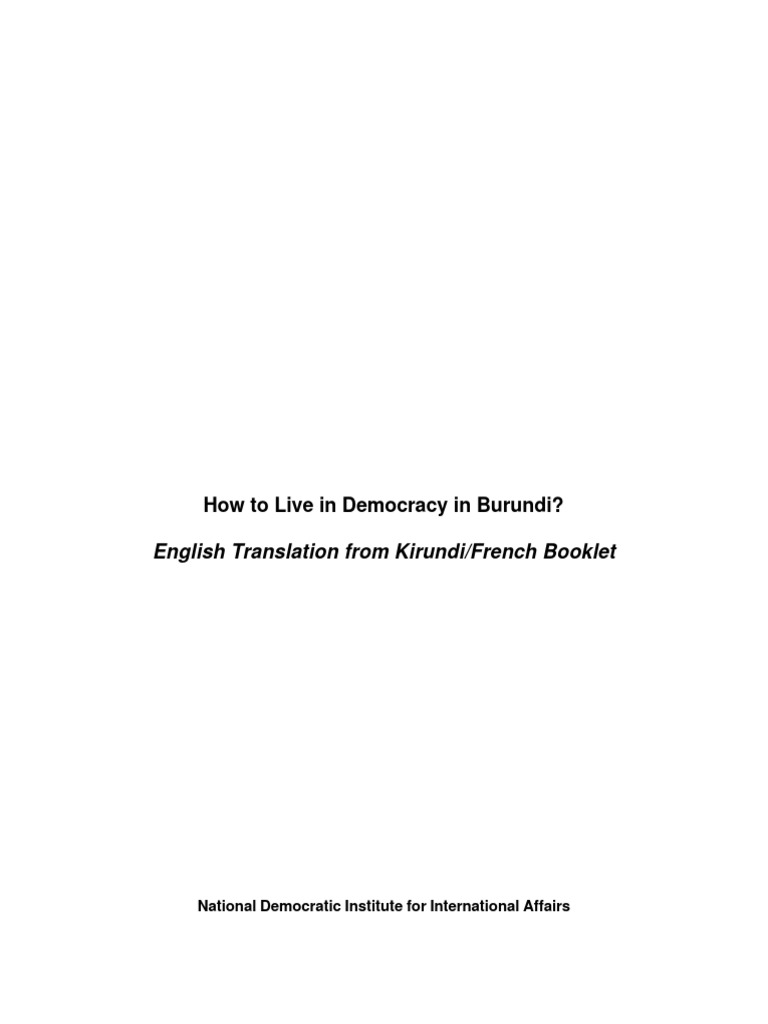 How To Live in Democracy in Burundi? English Translation From Kirundi