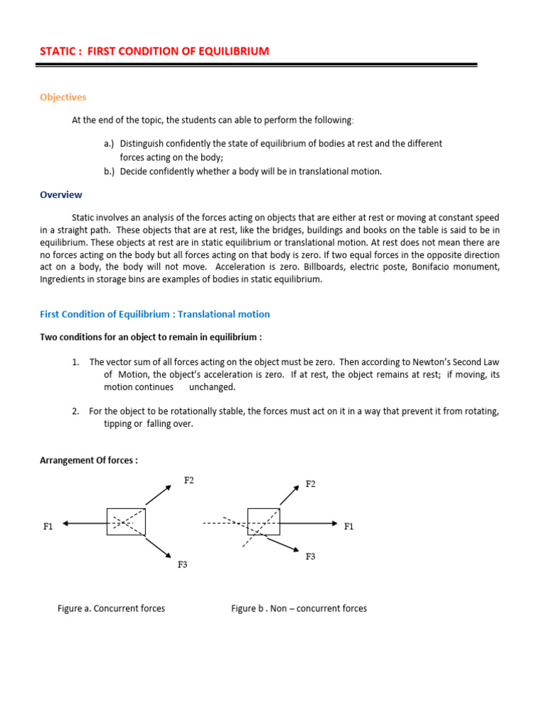 First Condition of Equilibrium Explained | PDF | Buoyancy | Collision