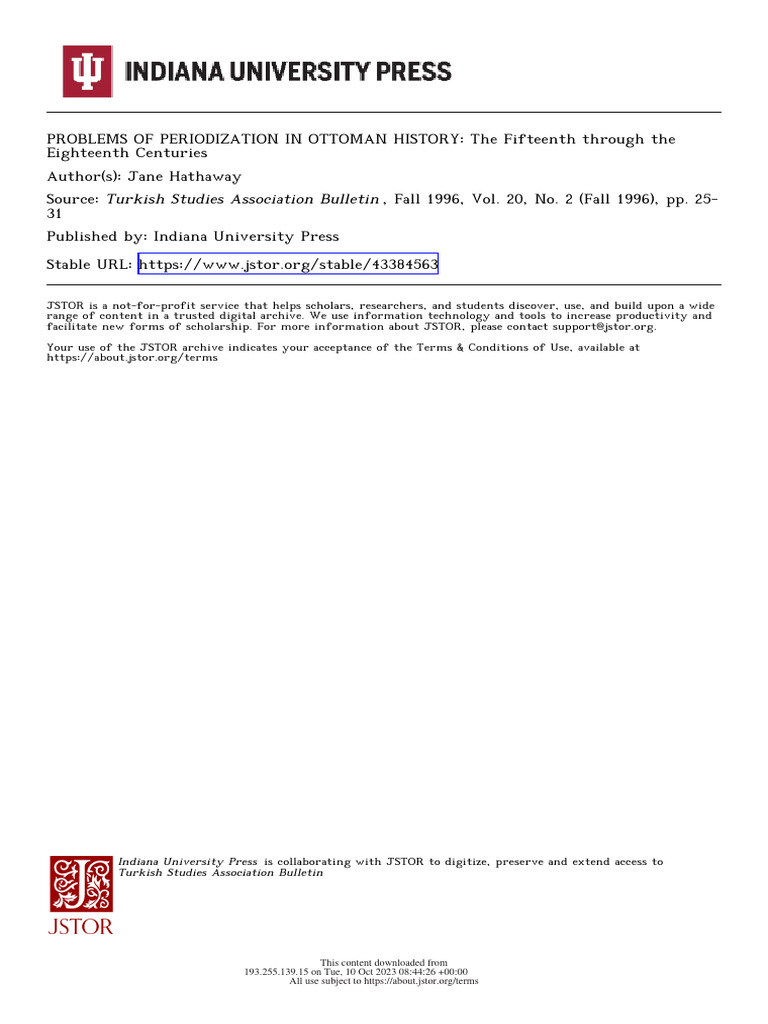 Ottoman History Periodization Issues | PDF | Ottoman Empire | Politics ...