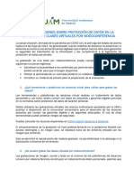 Recomendaciones Sobre Protección de Datos en La Grabación de Clases Virtuales Por Videoconferencia