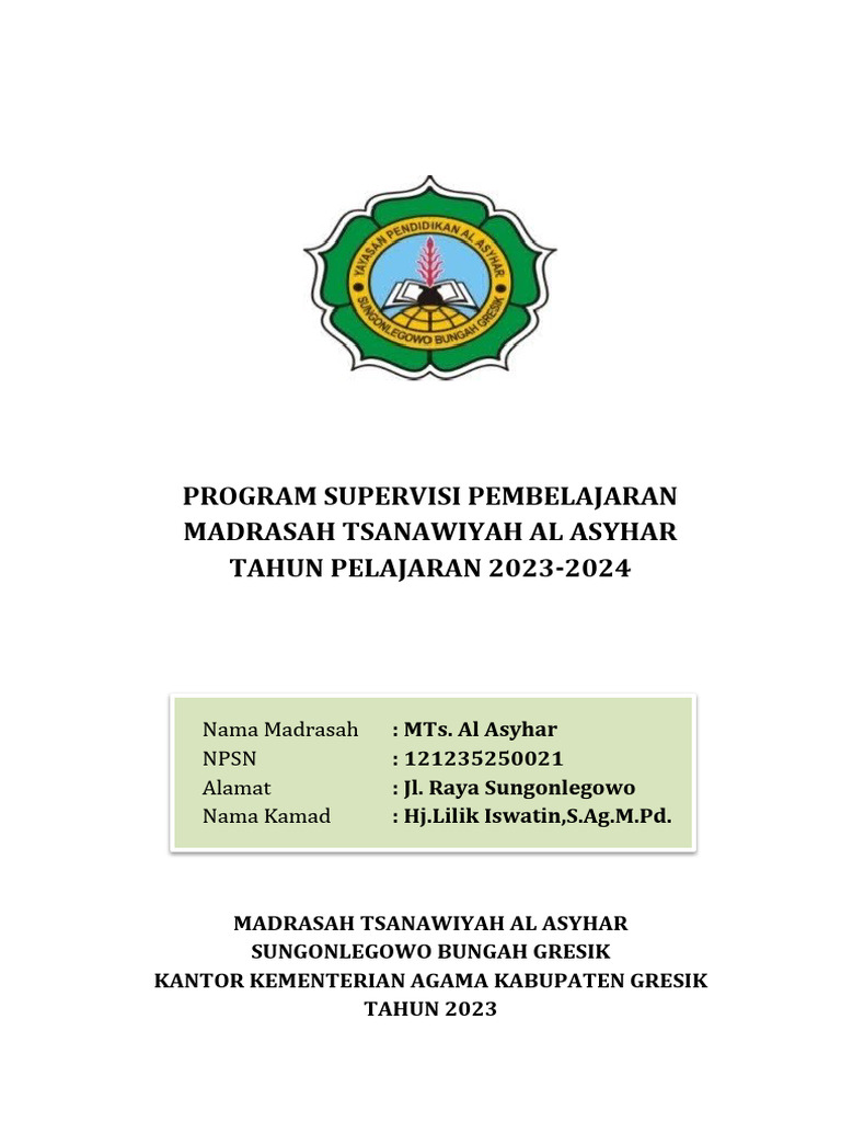 Program Supervisi Pembelajaran MTs Al Asyhar | PDF | Karier ...