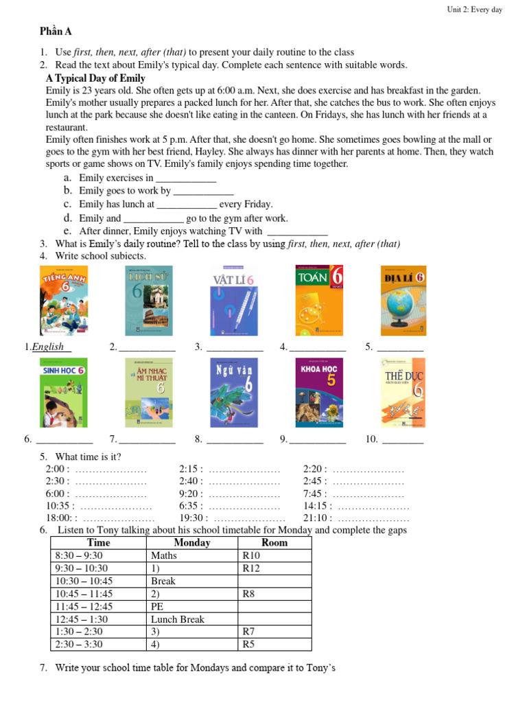 Unit 2: Daily Routines for Grade 6 | PDF | Language Arts & Discipline