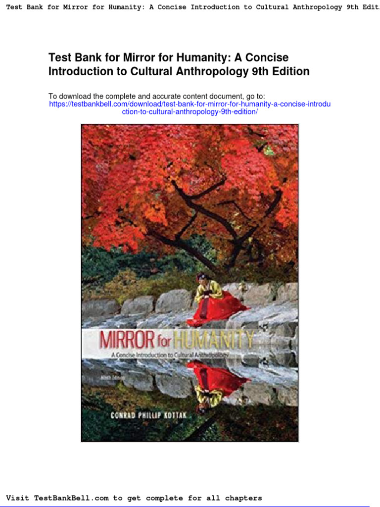 Test Bank For Mirror For Humanity A Concise Introduction To Cultural