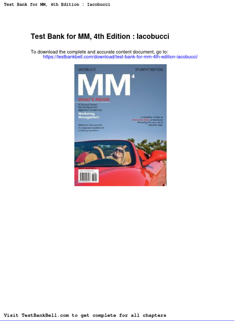Test Bank For MM 4th Edition Iacobucci PDF