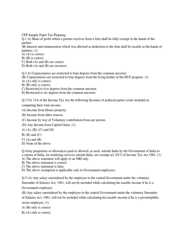 Cfp Sample Paper | Tax Tables and Formulas – ZQRU