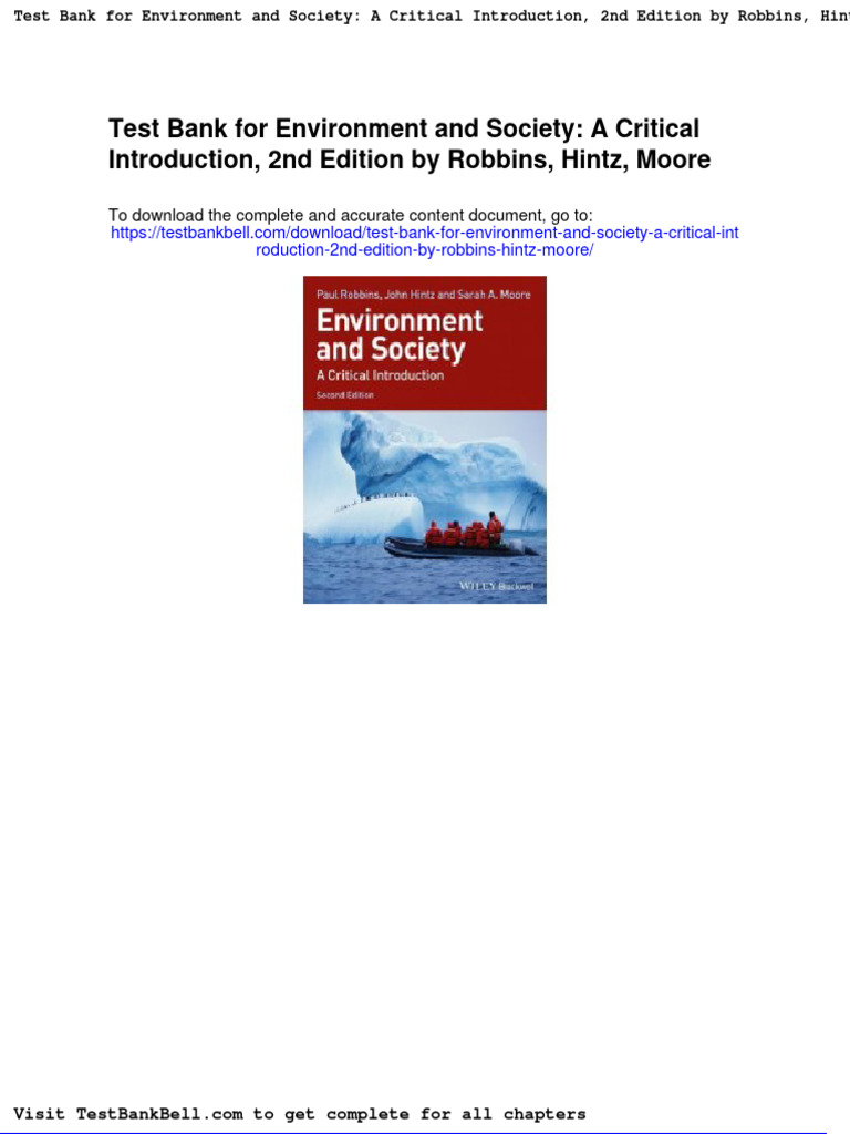 Test Bank For Environment and Society A Critical Introduction 2nd
