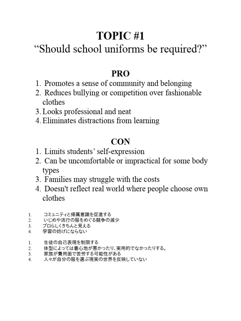 Should School Uniforms Be Required? PDF