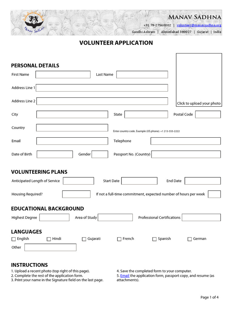 Volunteer Application Form | PDF