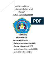 Laporan Prakarya Kerajinan Berbasis Bahan Lunak "Gelas" Tahun Ajaran 2022/2023