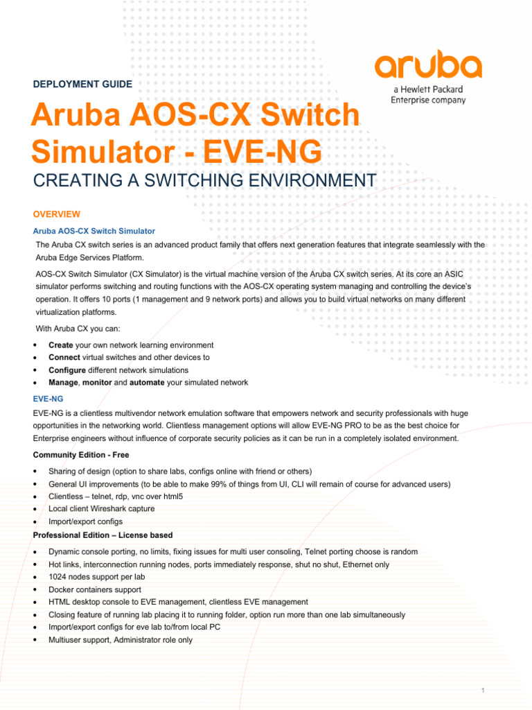Aruba-AOS-CX-Simulator-EVE-NG-Deployment-Guide | PDF