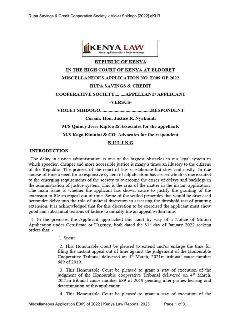 Rupa Savings Cooperative Appeal Delay Case | PDF | Judgment (Law) | Lawsuit