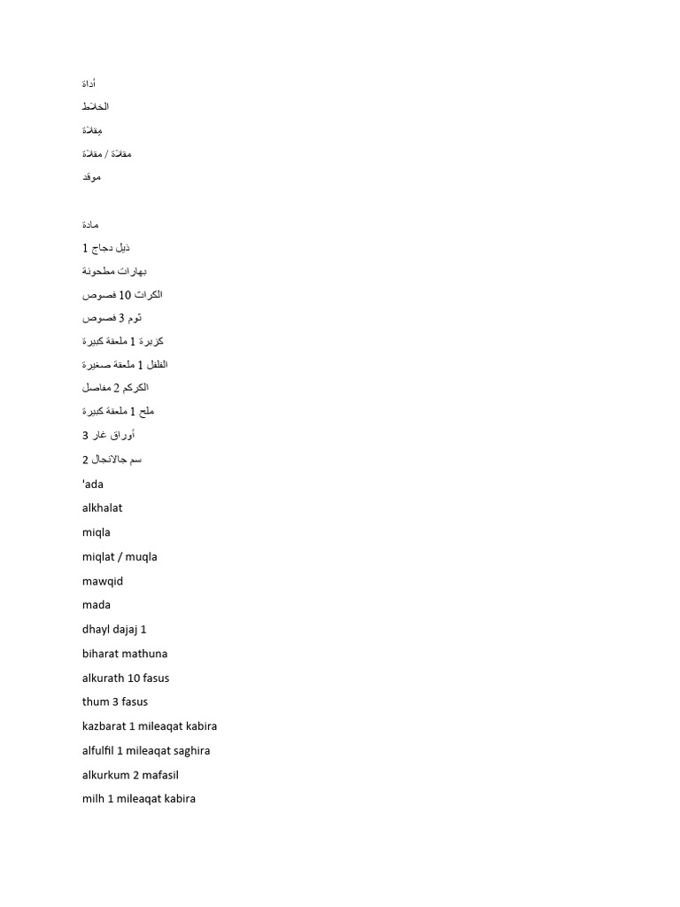 Ayam Goreng (Bahasa Arab) | PDF
