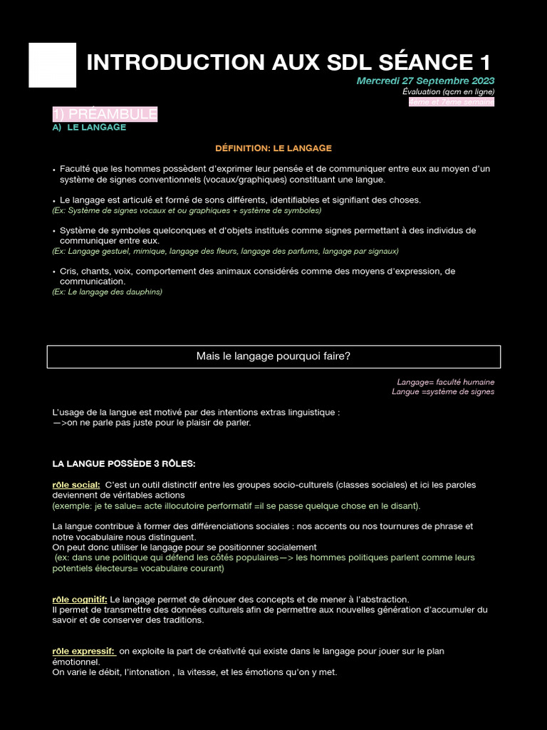 Introduction aux SDL - Séance 1 | PDF | Linguistique | Science
