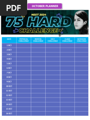 75 HARD CHALLENGE TRACKER by Seep Pahuja