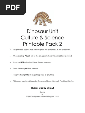 Dinosaur Culture & Science Printable Pack 2
