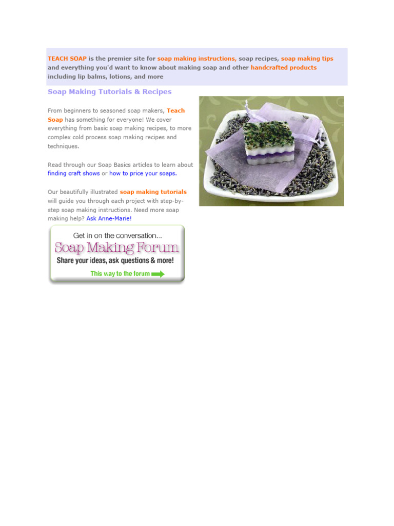 TEACH SOAP is the premier site for soap making instructions PDF