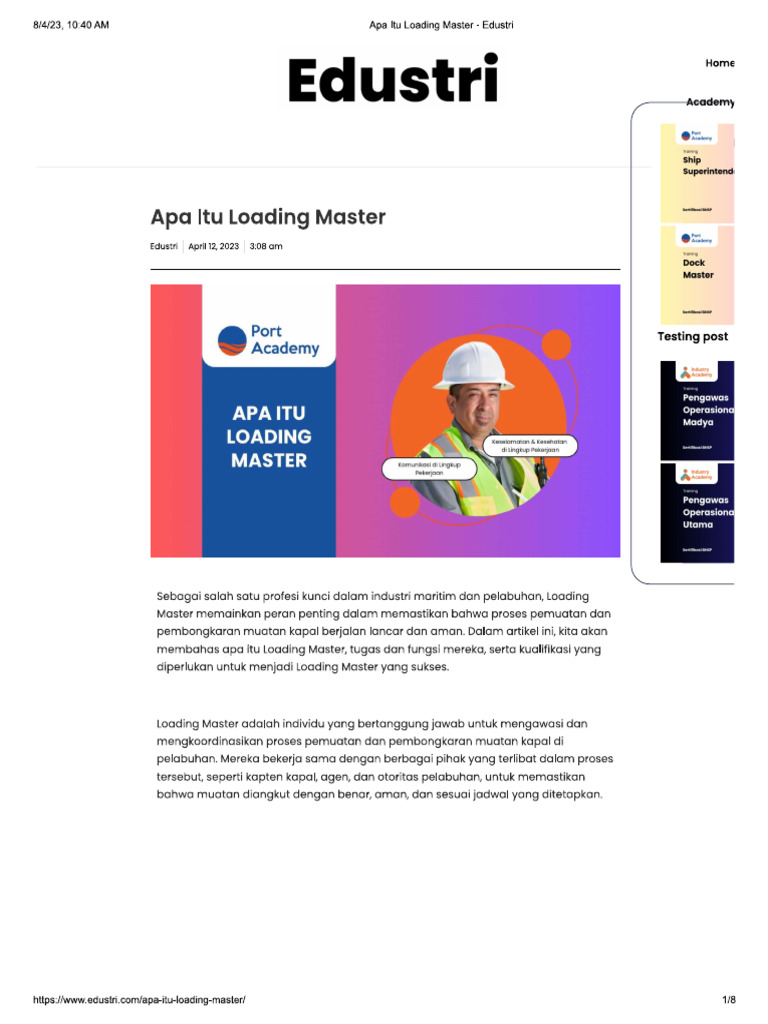 Pengertian Loading Master | PDF