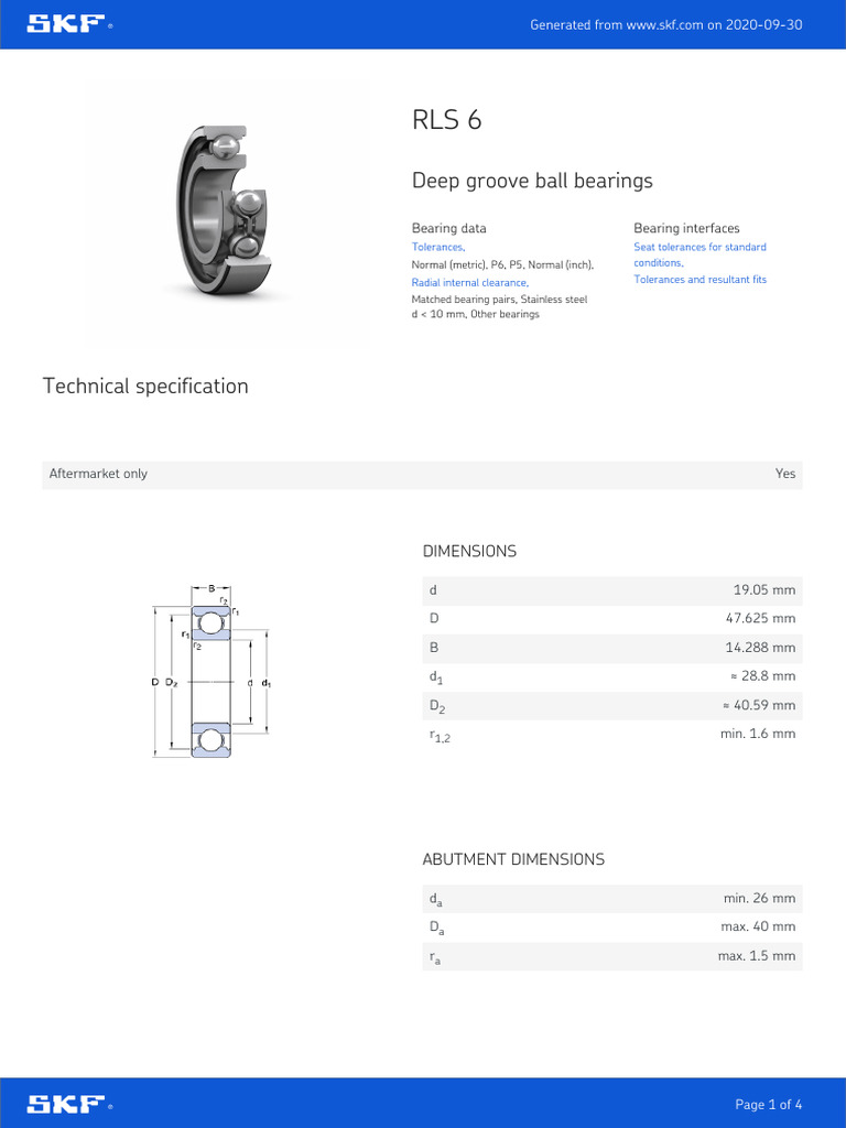 Deep Groove Ball Bearings Bearing Data Bearing Interfaces PDF