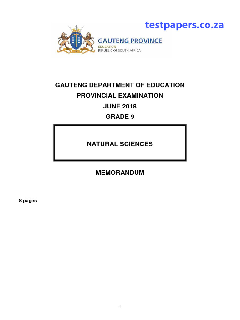 Gr9 Natural Sc English June 2018 Possible Answers Download Free Pdf