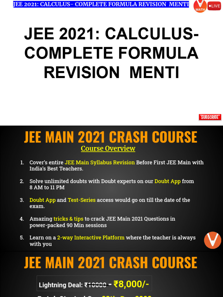 Jee+2021 +Calculus +Complete+Formula+Revision++Menti | PDF