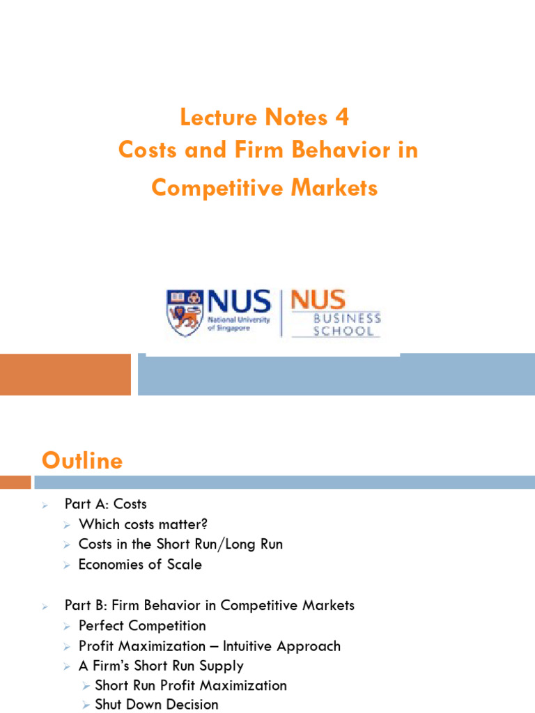 Lecture+4+Costs+and+Firm+Behavior+in+Competitive+Market | PDF