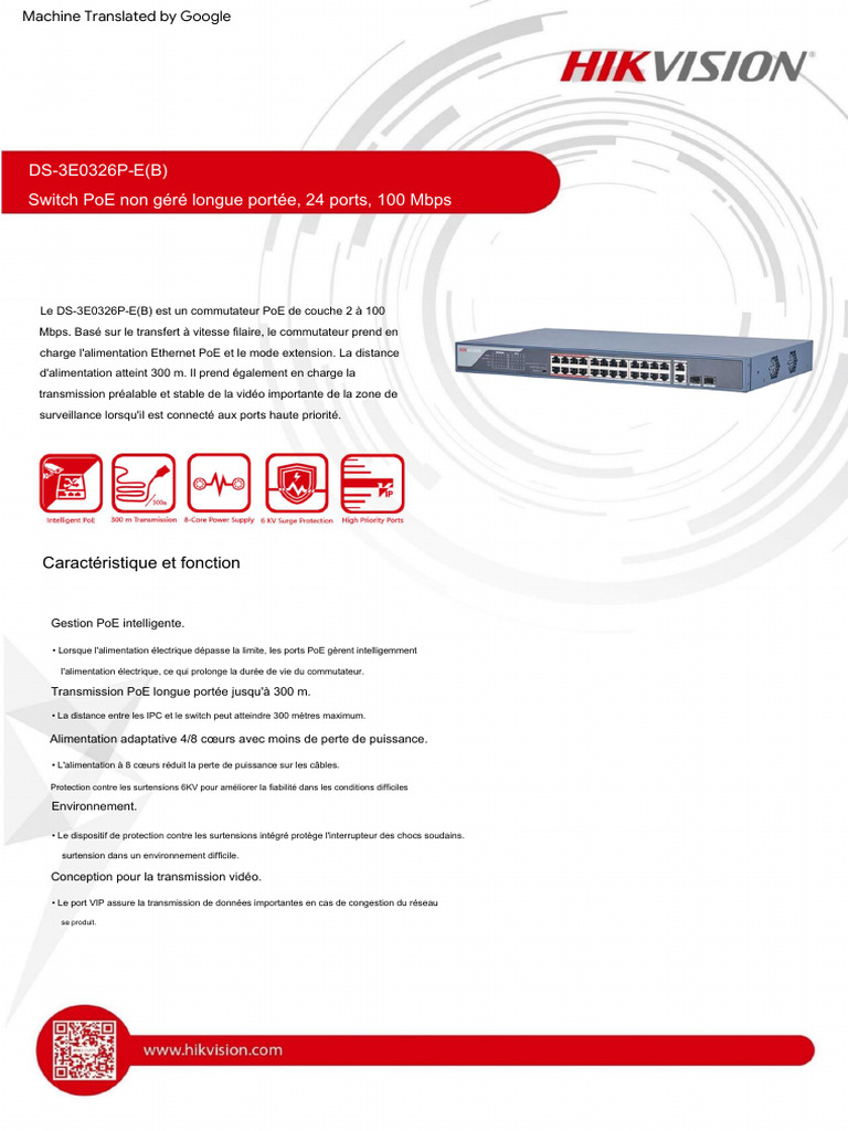 2 Datasheet of DS 3E0326P EB 24 Port 100 Mbps Unmanaged PoE Switch | PDF
