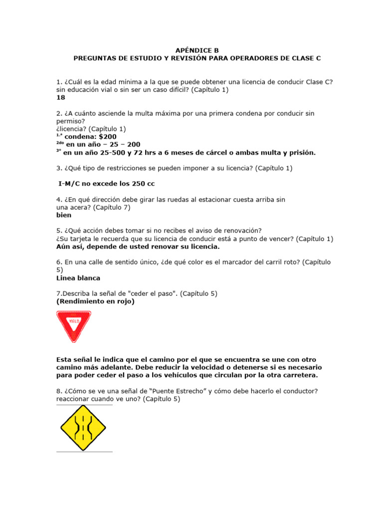Respuestas Del Manual Del Conductor de Texas | PDF | Intersección (carretera) | La carretera