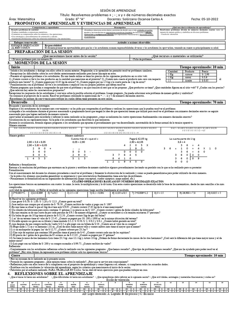 1-SdA6°-M RPdC-5 (07-09al - 2022) | PDF | Aprendizaje | Cognición