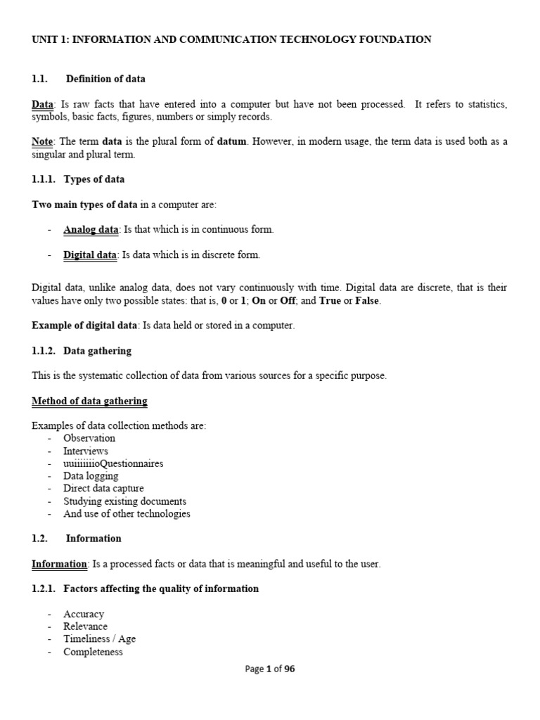 Ict notes s1 pdf