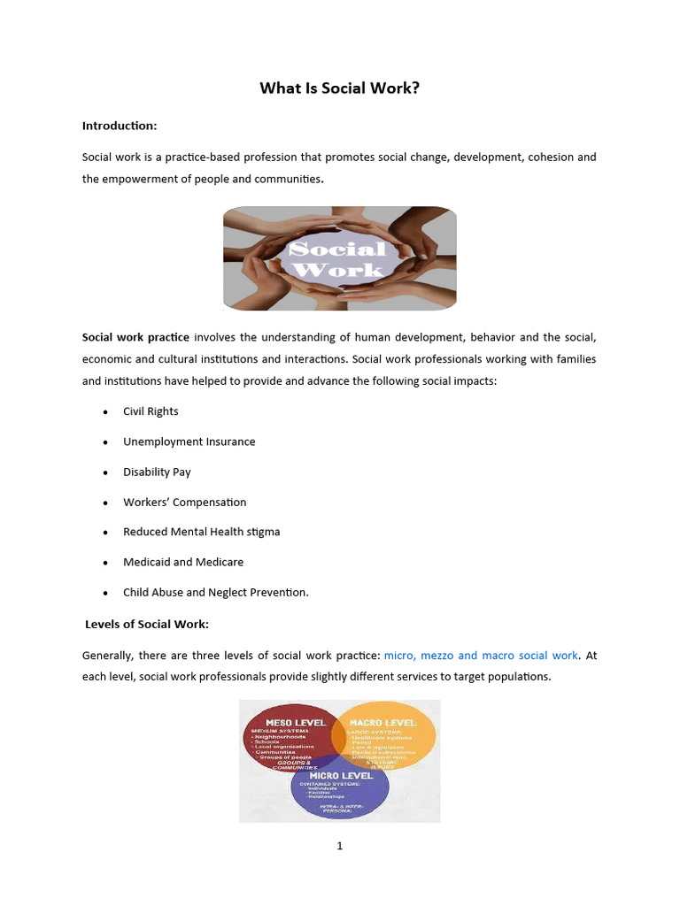 What Is Social Work PDF Social Work Welfare
