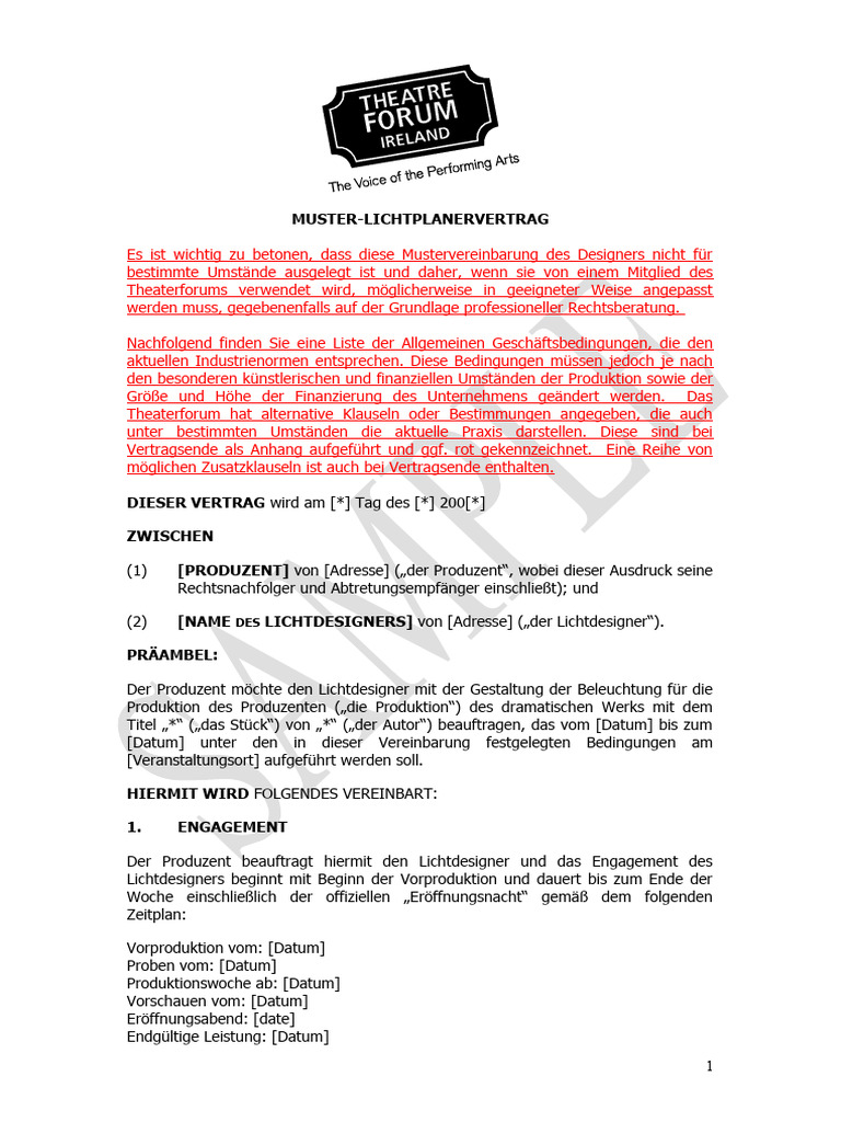 Sample Lighting Designer S Contract-Final Draft | PDF