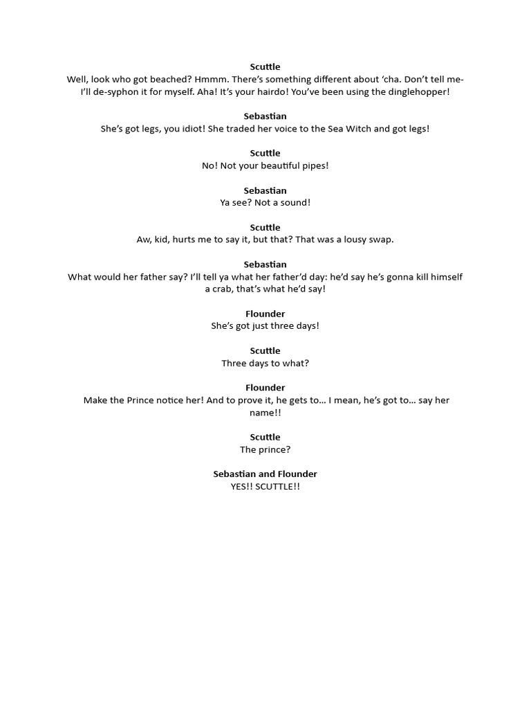 The Little Mermaid Dialogue Excerpt | PDF | Art