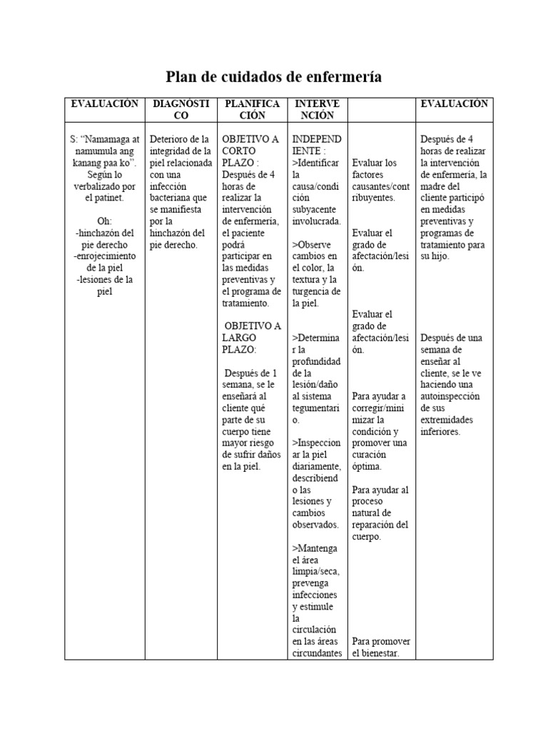 Plan de Cuidados para Celulitis | PDF | Salud pública | Cuidado de la salud